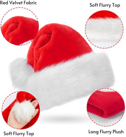 Christmas Santa Hat Red And White Xmas Cap