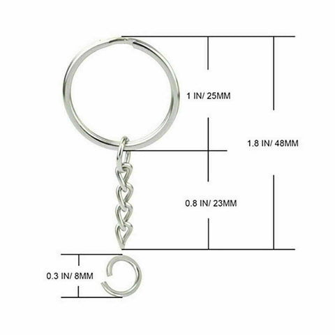 Bulk Split Metal Key Rings Keying Blanks With Link Chains For Craft DIY