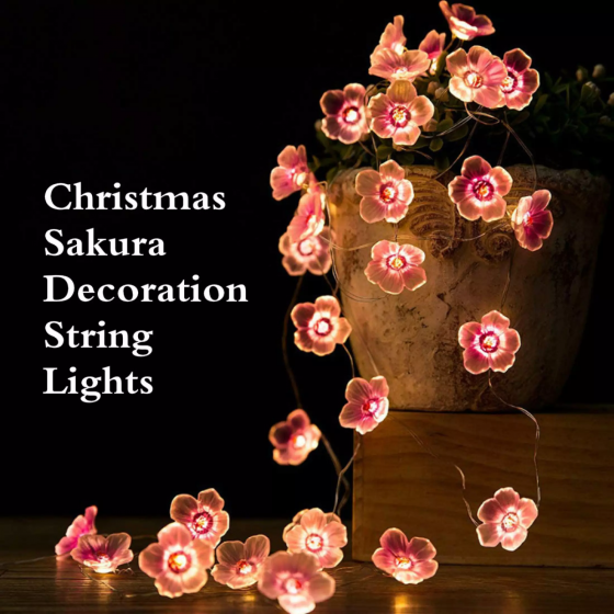 2M 20Leds Cherry Blossoms Flower String Lights Decor  Indoor Outdoor Starry Fairy String Lights for Home Bedroom Spring Wedding Party Battery Powered