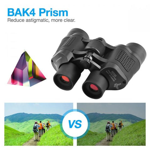 60x60 Zoom Coordinate HD Binoculars Day / Low-Light Night Vision Hunting Camping Hiking Waterproof Outdoor Telescope with Pouch, Great Present 5-3000M
