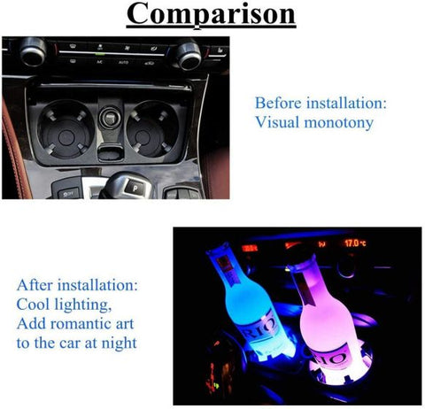Car LED Light Cup Holder Automotive Interior USB Colorful Atmosphere Lights Lamp Drink Holder Anti-Slip Mat Auto Accessories