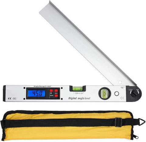 Digital Angle Finder with Pouch 400mm/16 inch Angle Ruler with Spirit Levels Backlit LCD Tool for Roofing Engineering