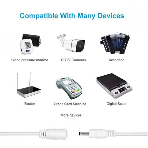 DC 12V Power Extension Cable, 20FT/ 6 Meters Compatible with 12V Power Adaper of Other Brands CCTV/IP Camera