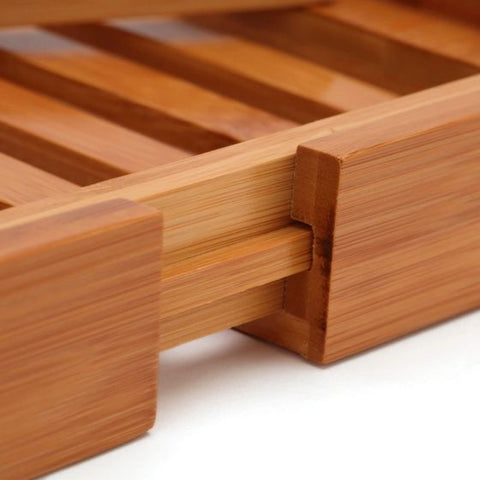 Bamboo Bathtub Caddy Tray  Luxury Spa Organizer with Folding Sides for Tablet, Smartphone, Wine, Book Holders