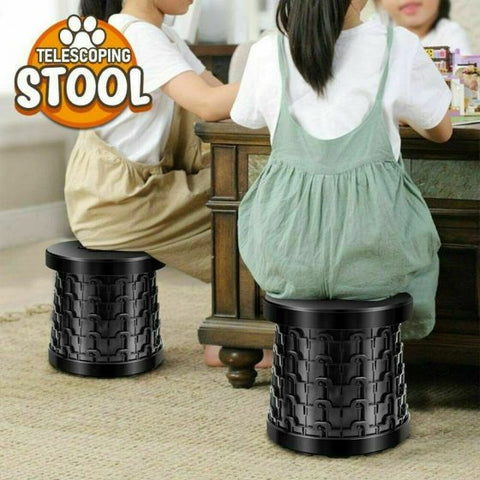 Retractable Telescop Step Stool Camping Fishing Stool Portable Foldable Black
