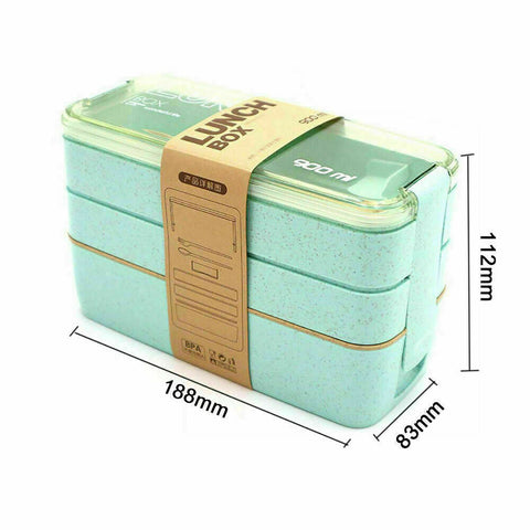 3-Layer Bento Box Students Lunch Box Eco-Friendly Leakproof 900ml Food Container