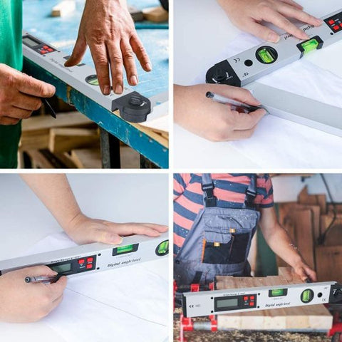 Digital Angle Finder with Pouch 400mm/16 inch Angle Ruler with Spirit Levels Backlit LCD Tool for Roofing Engineering