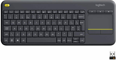 Logitech Wireless membrane K400 Plus TouchPad unifying PC TV Box Keyboard Black