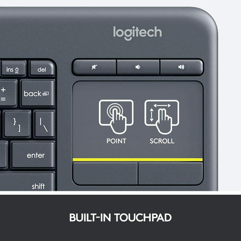 Logitech Wireless membrane K400 Plus TouchPad unifying PC TV Box Keyboard Black