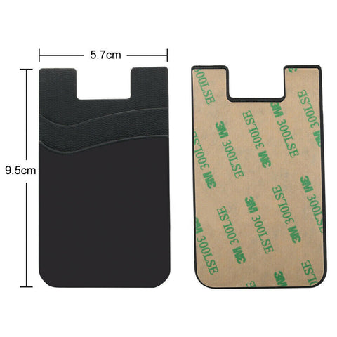 Double Layers Silicone Mobile Phone Back Card Holder Wallet 3M Stick On Adhesive
