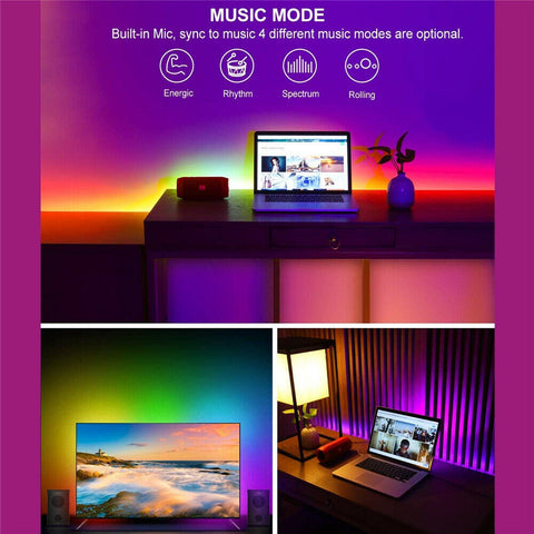 10M Bluetooth LED Color Changing Waterproof Music USB RGB Strip Light