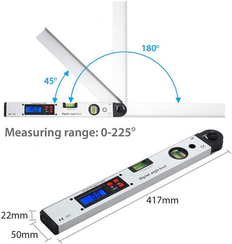 Digital Angle Finder with Pouch 400mm/16 inch Angle Ruler with Spirit Levels Backlit LCD Tool for Roofing Engineering