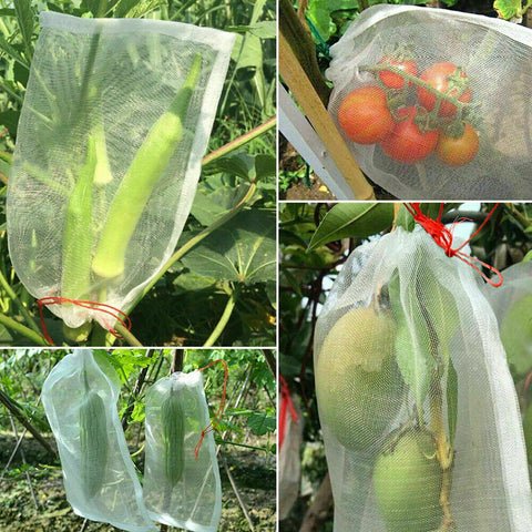 50pcs Agriculture Garden Fruit Vegetable Protection Exclusion Mesh Net Bags