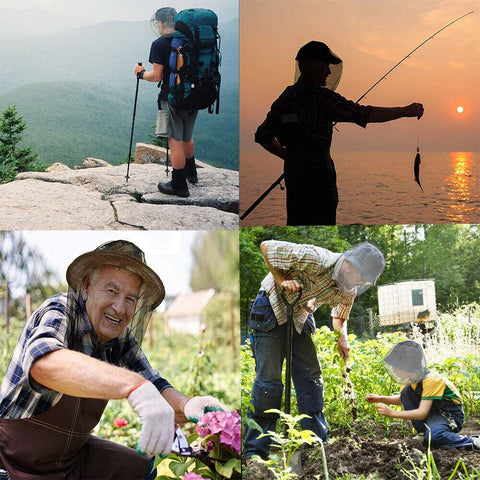 OUTDOOR MOSQUITO FLY HEAD NET INSECT MESH HAT BEE BUG MOZZIE FISHING PROTECTOR