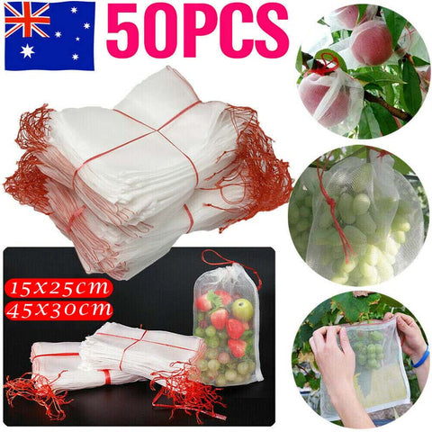 50pcs Agriculture Garden Fruit Vegetable Protection Exclusion Mesh Net Bags