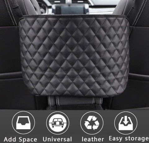 Car Seat Storage Net Pocket Car Handbag Holder Luxury Leather Seat Back Organizer Mesh Large Capacity Bag Automotive Goods Storage Pocket