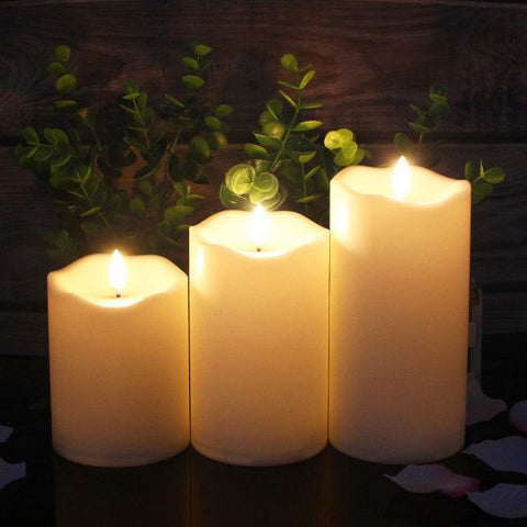 Candle Flickering Warm White Lights Set of 3 Flameless Battery Operated Candles