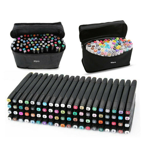 80PCS Marker Pen Set Dual Heads Graphic Artist Craft Sketch Copic TOUCH Markers