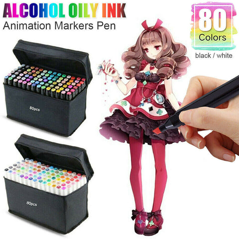 80PCS Marker Pen Set Dual Heads Graphic Artist Craft Sketch Copic TOUCH Markers