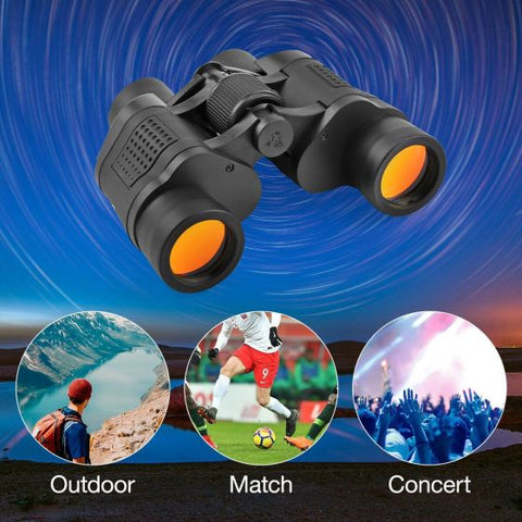 60x60 Zoom Coordinate HD Binoculars Day / Low-Light Night Vision Hunting Camping Hiking Waterproof Outdoor Telescope with Pouch, Great Present 5-3000M