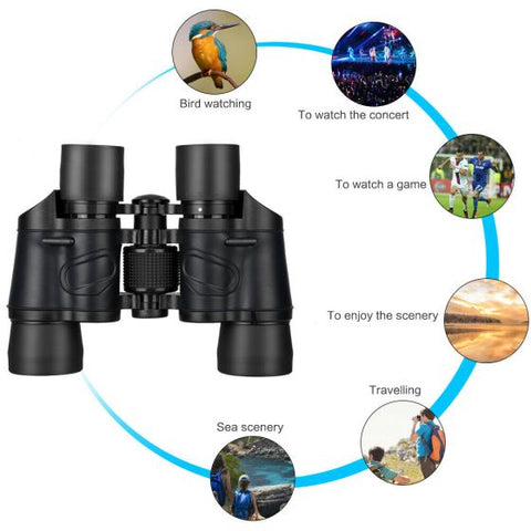 60x60 Zoom Coordinate HD Binoculars Day / Low-Light Night Vision Hunting Camping Hiking Waterproof Outdoor Telescope with Pouch, Great Present 5-3000M