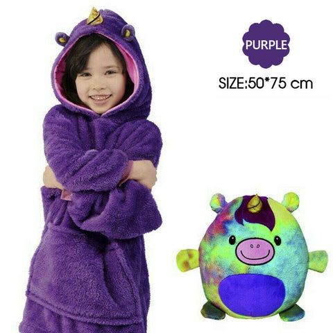 Kid Blanket Hoodie With Hooded Ultra Plush Sweatshirt Fleece Warm Soft AU