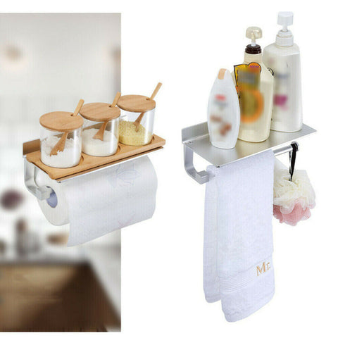 Kitchen Roll Paper Holder Toilet Tissue Hanger Towel Storage Rack Wall Mount