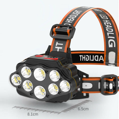 8 LED T6 Headlamp Headlight Torch Rechargeable Flashlight Work Light