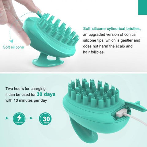 Electric Shampoo Brush  Scalp Scrubber Head Massager Stress Relax Rechargeable for Shower