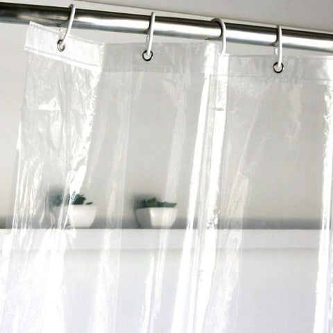 Clear Shower Curtain Waterproof White Plastic Bath Curtain With Hook 90X200CM