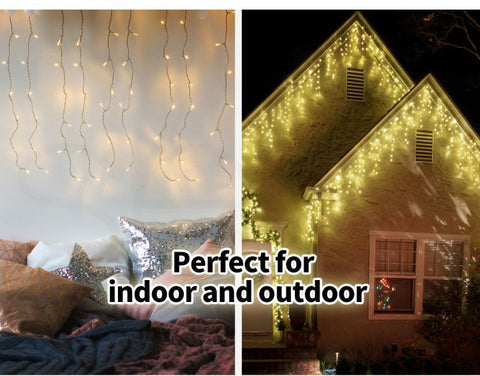 10M 432Led 8 Modes Icicle String Lights with 72 Drops, Window Curtain Fairy Icicle Lights, Icicle Fairy Twinkle Lights for Christmas, Party, Holiday (Warm White)