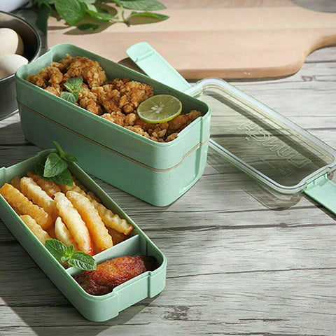 3-Layer Bento Box Students Lunch Box Eco-Friendly Leakproof 900ml Food Container