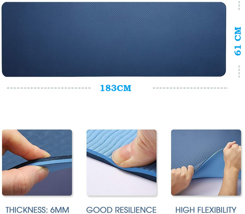 8mm TPE Yoga Dual Layer Mat Eco Friendly Exercise Fitness Gym Pilates