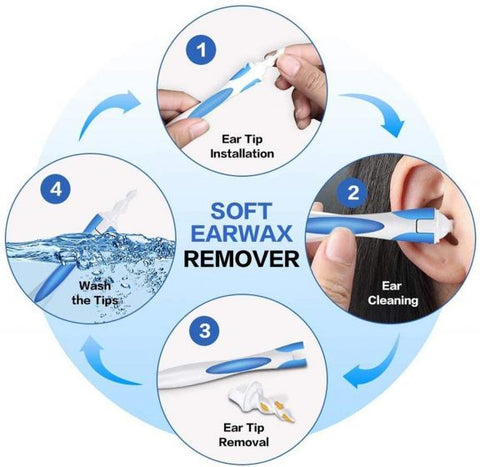 Earwax Remover, Ear Wax Remover Tool Spiral Earwax Removal Kit with 16 Soft Replacement Heads Safe for Adult & Kids
