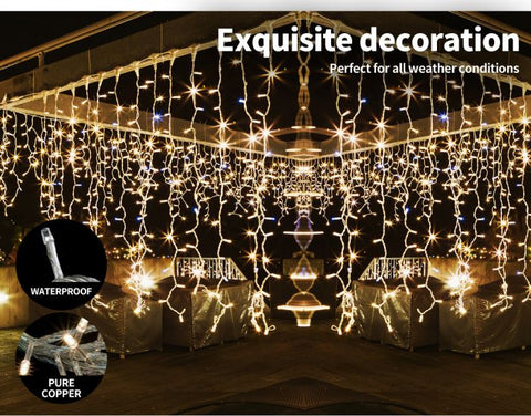 10M 432Led 8 Modes Icicle String Lights with 72 Drops, Window Curtain Fairy Icicle Lights, Icicle Fairy Twinkle Lights for Christmas, Party, Holiday (Warm White)
