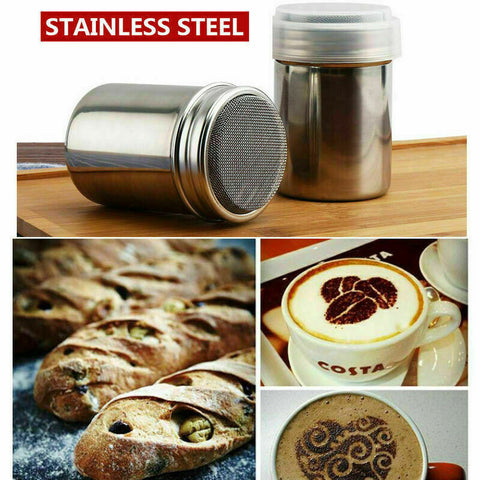 Stainless Steel Icing Sugar Cocoa Coffee Shaker Flour Duster Chocolate Powder