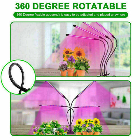 4 Head 40W 80 LED Grow Light Growing Veg Flower Indoor Clip Plant Lamp