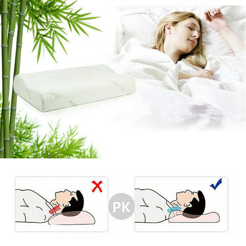 Luxury Soft Contour Bamboo Pillow Memory Foam Fabric Fibre Cover Bed