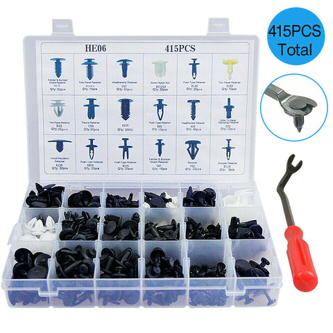415PCS  Car Plastic Push Pin Rivet Fasteners Trim Panel Moulding Clip