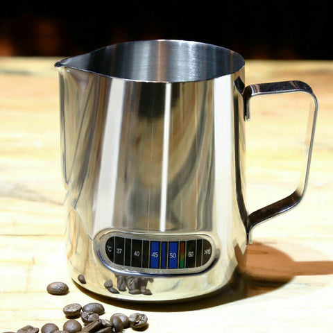 600ml Stainless Steel Thermometer Milk Pitcher Jug