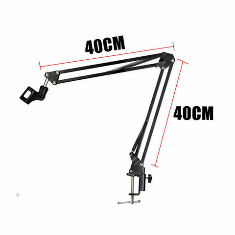 Microphone Suspension Boom Arm Desktop Stand Mic Holder Mount Bonus Pop Filter