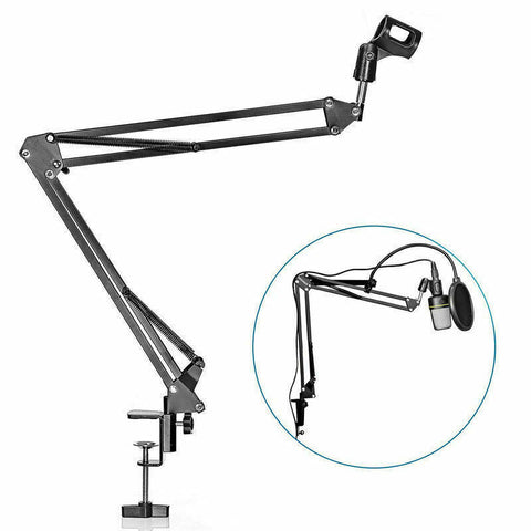 Microphone Suspension Boom Arm Desktop Stand Mic Holder Mount Bonus Pop Filter