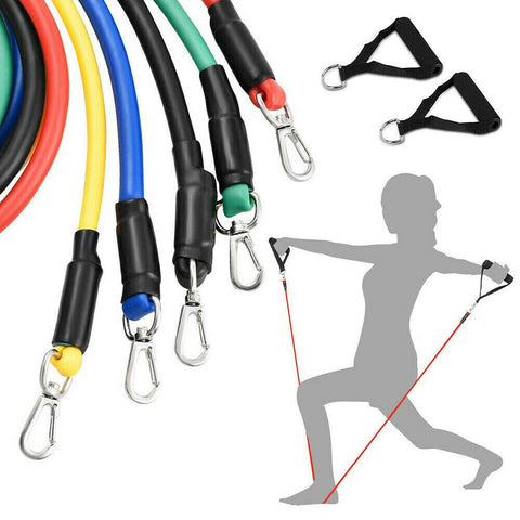 13 PCS Resistance Band Set Yoga Pilates Abs Exercise Fitness Tube Workout Bands