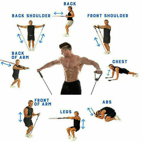 13 PCS Resistance Band Set Yoga Pilates Abs Exercise Fitness Tube Workout Bands