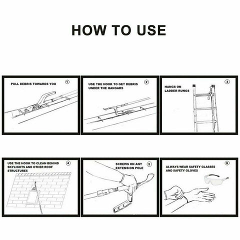 Gutter Roof Cleaning Tool Hook Shovel Scoop Leaves Dirt Remove Home Cleaner