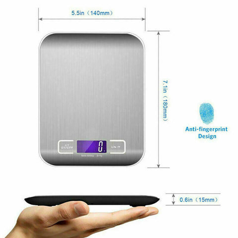 LCD Stainless Kitchen Cooking Food Electronic Digital Scale Weight 5kg 1g