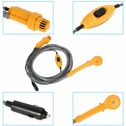 Portable Automobile Shower Set 12V Water Pump Travel Trip Camp Boat Car Caravan