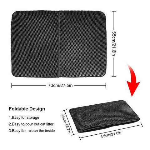 Waterproof Double-Layer Cat Litter Mat Trapper Foldable Pad Pet Rug Home L Size