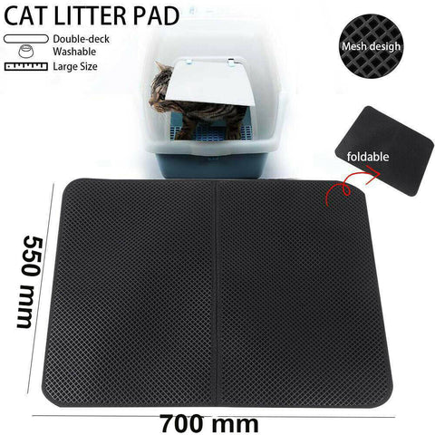 Waterproof Double-Layer Cat Litter Mat Trapper Foldable Pad Pet Rug Home L Size