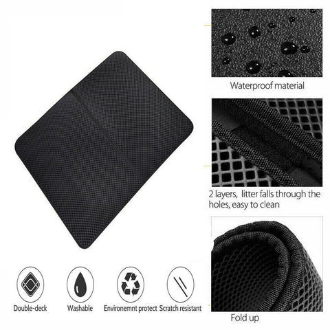 Waterproof Double-Layer Cat Litter Mat Trapper Foldable Pad Pet Rug Home L Size